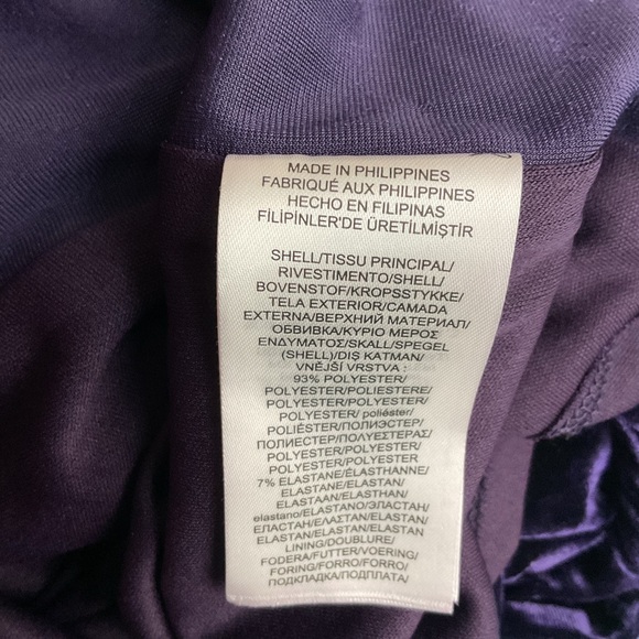 Lauren Ralph Lauren Size 12 Purple Velvet Sheath Surplice Faux Wrap Tie Dress - Picture 8 of 10